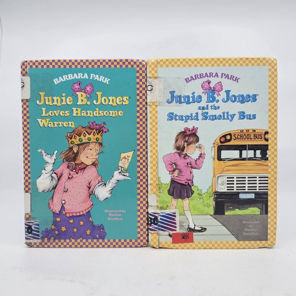 Junie B Jones Loves Handsome Warren & Stupid Smelly Bus Books Lot of 2 Hardcover